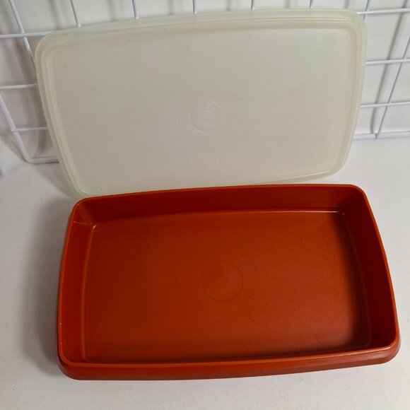 Vintage Collectible Tupperware Deli Bacon Keeper Paprika Red 9.5 x 5.5 x 1.75 In - Picture 5 of 11
